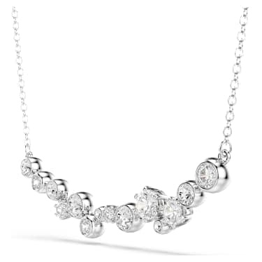 Constella necklace, Mixed cuts, White, Rhodium plated image 4