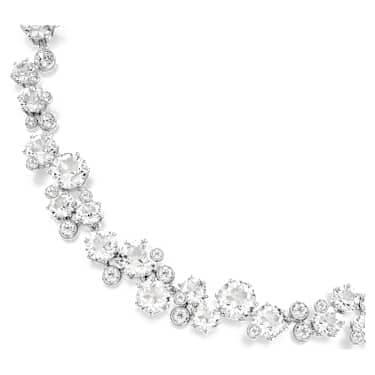 Constella necklace, Round cut, White, Rhodium plated image 2