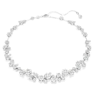 Constella necklace, Round cut, White, Rhodium plated image 5