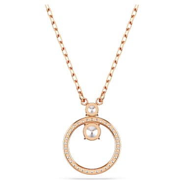 Constella pendant, Pave, Round cut, White, 18K rose gold finish image 4