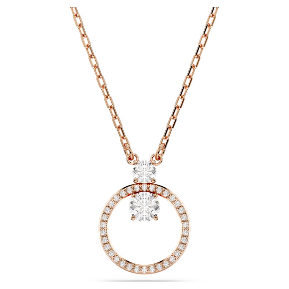 Constella pendant, Pave, Round cut, White, 18K rose gold finish image 1