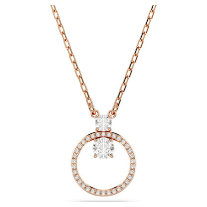 Constella pendant, Pave, Round cut, White, 18K rose gold finish image 1