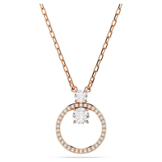 Constella pendant, Pave, Round cut, White, 18K rose gold finish image 1