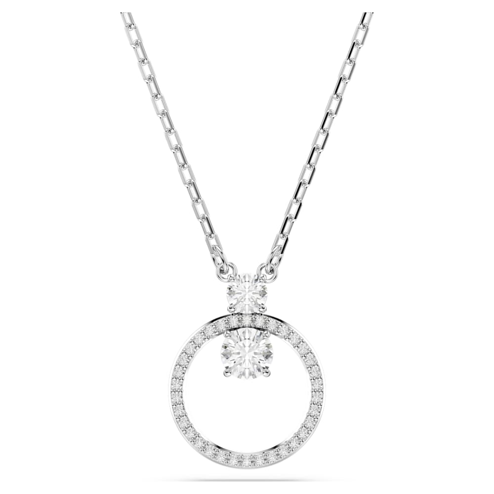 Constella pendant, Pave, Round cut, White, Rhodium plated image 1
