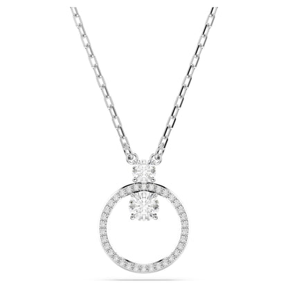 Constella pendant, Pave, Round cut, White, Rhodium plated image 1