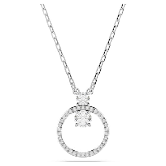 Constella pendant, Pave, Round cut, White, Rhodium plated image 1