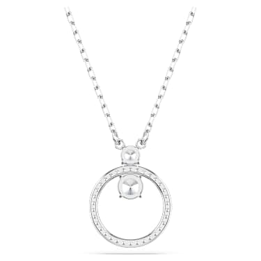 Constella pendant, Pave, Round cut, White, Rhodium plated image 4