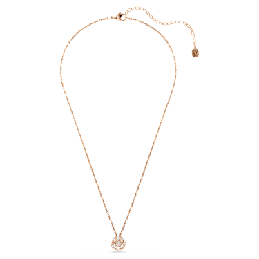 Constella pendant, Round cut, Dancing stone, Pink, 18K rose gold finish image 2