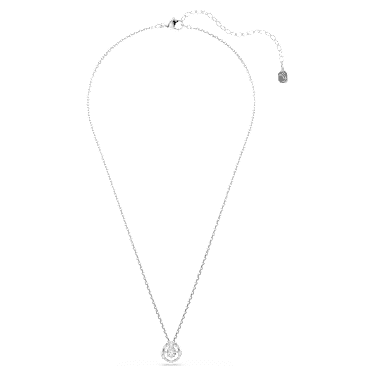 Constella pendant, Round cut, Dancing stone, White, Rhodium plated image 2