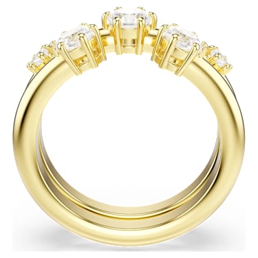 Constella ring, Set (2), Round cut, White, 18K gold finish image 4
