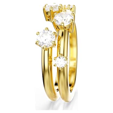 Constella ring, Set (2), Round cut, White, 18K gold finish image 3