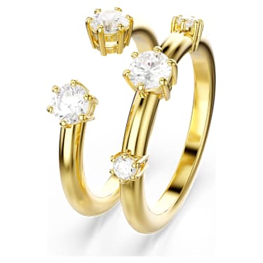 Constella ring, Set (2), Round cut, White, 18K gold finish image 2