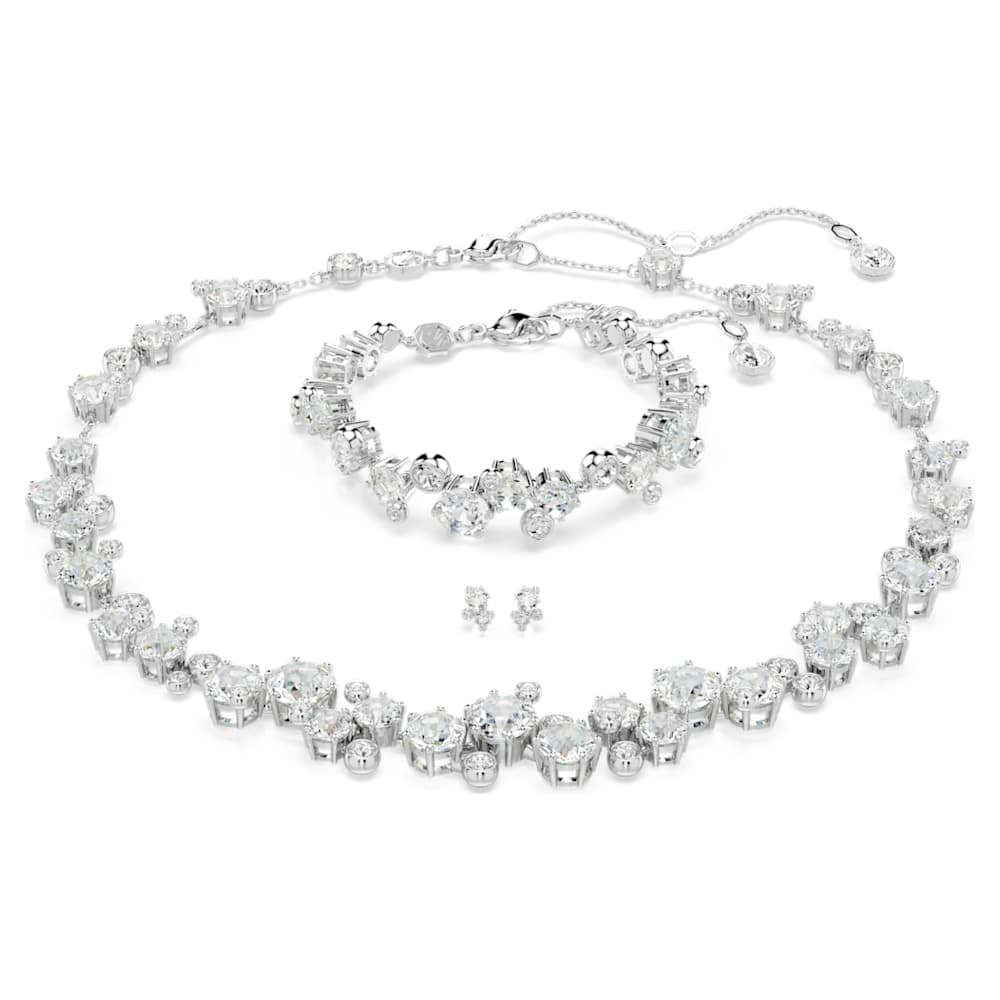 Constella set, Mixed cuts, White, Rhodium plated image 1
