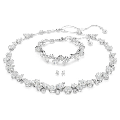 Constella set, Mixed cuts, White, Rhodium plated image 1