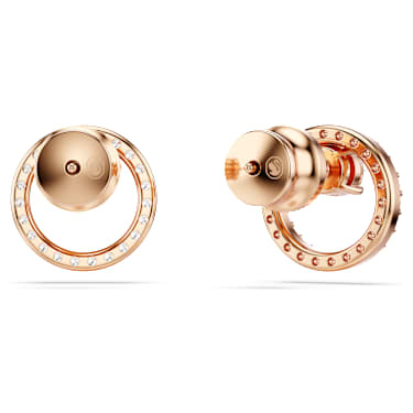Constella stud earrings, Round cut, White, 18K rose gold finish image 4