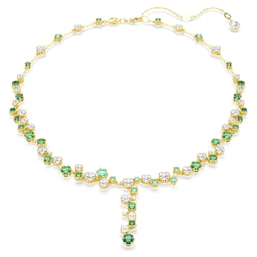 Constella y necklace, Mixed cuts, Green, 18K gold finish image 5