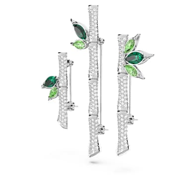 Dellium brooch, Bamboo, Green, Rhodium plated image 2