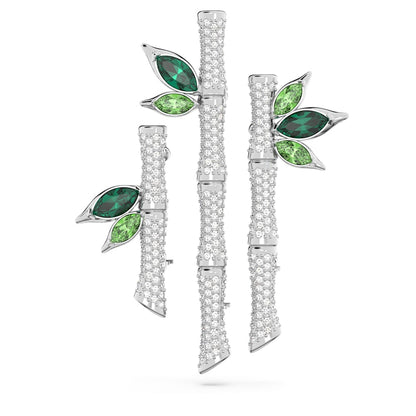Dellium brooch, Bamboo, Green, Rhodium plated image 1