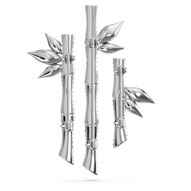 Dellium brooch, Bamboo, Green, Rhodium plated image 3