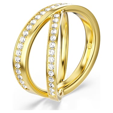 Delta band ring, Round cut, White, 18K gold finish image 2