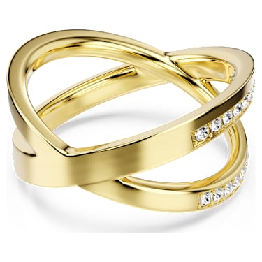 Delta band ring, Round cut, White, 18K gold finish image 4