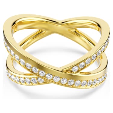 Delta band ring, Round cut, White, 18K gold finish image 5