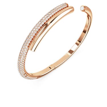 Dextera bangle, Magnetic closure, White, 18K rose gold finish image 3