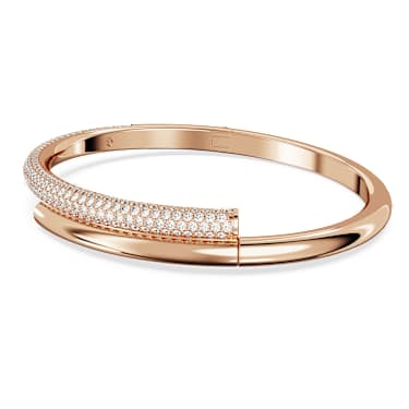Dextera bangle, Magnetic closure, White, 18K rose gold finish image 2