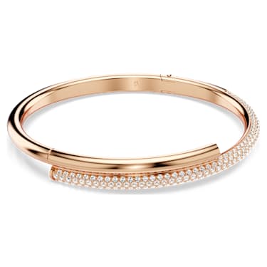 Dextera bangle, Magnetic closure, White, 18K rose gold finish image 5