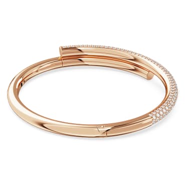 Dextera bangle, Magnetic closure, White, 18K rose gold finish image 4