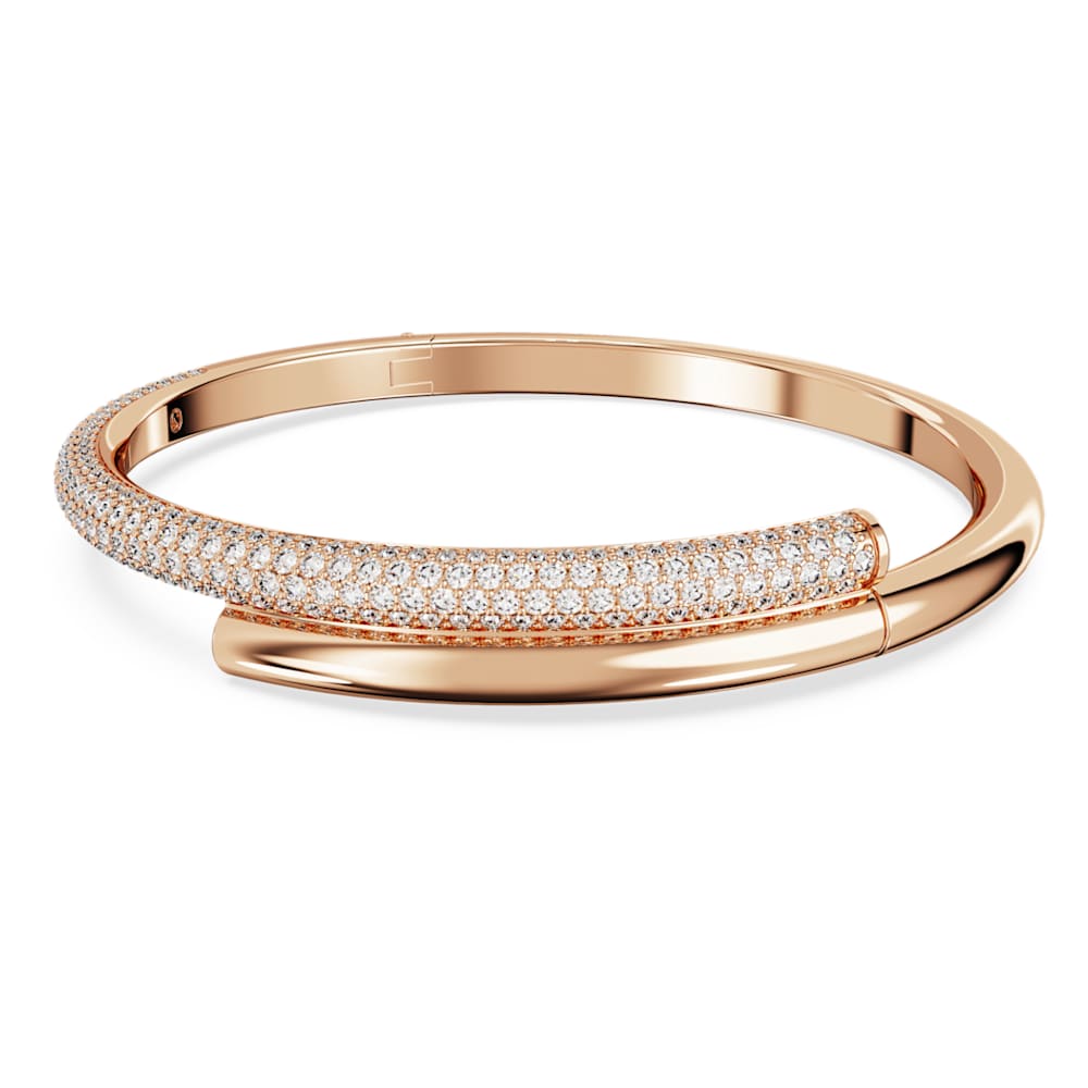 Dextera bangle, Magnetic closure, White, 18K rose gold finish image 1