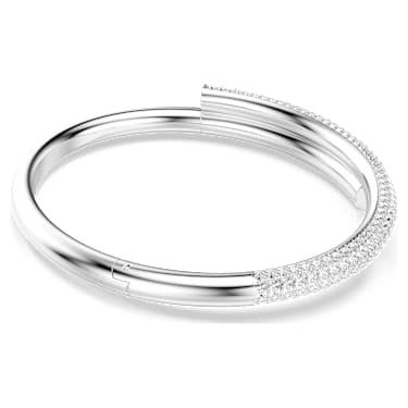 Dextera bangle, Magnetic closure, White, Rhodium plated image 4