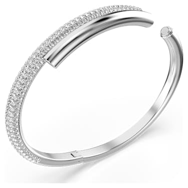 Dextera bangle, Magnetic closure, White, Rhodium plated image 3