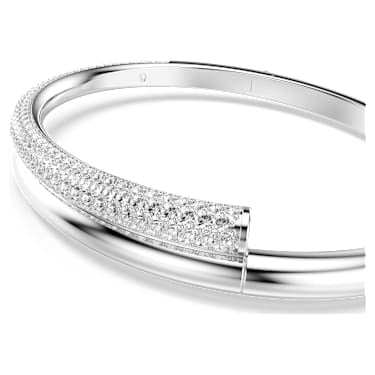 Dextera bangle, Magnetic closure, White, Rhodium plated image 2
