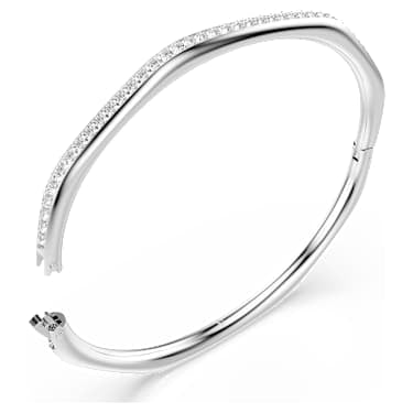 Dextera bangle, Octagon shape, Round cut, White, Rhodium plated image 3