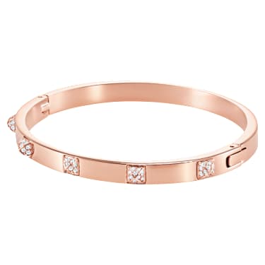 Dextera bangle, Pave, White, 18K rose gold finish image 3