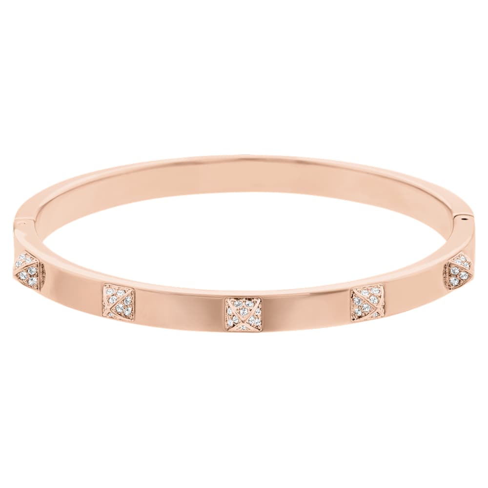 Dextera bangle, Pave, White, 18K rose gold finish image 1