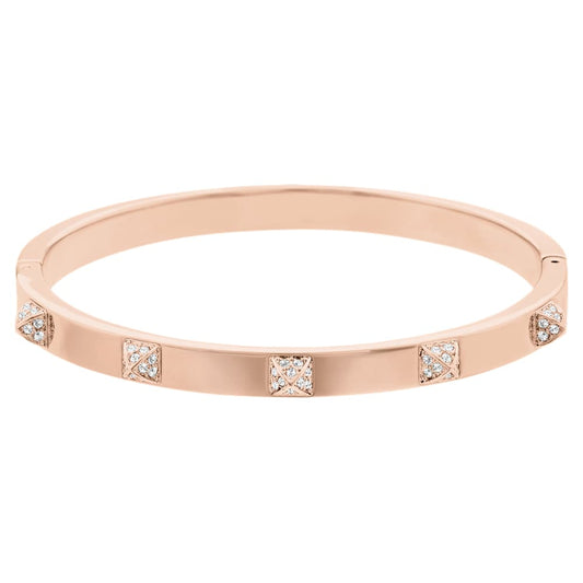 Dextera bangle, Pave, White, 18K rose gold finish image 1