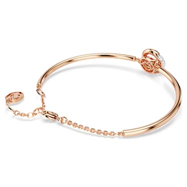 Dextera bangle, Round cut, White, 18K rose gold finish image 4