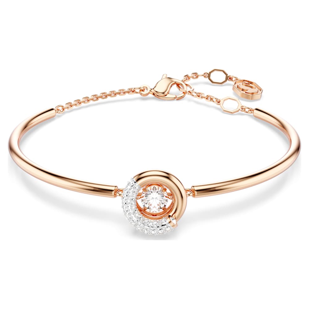 Dextera bangle, Round cut, White, 18K rose gold finish image 1