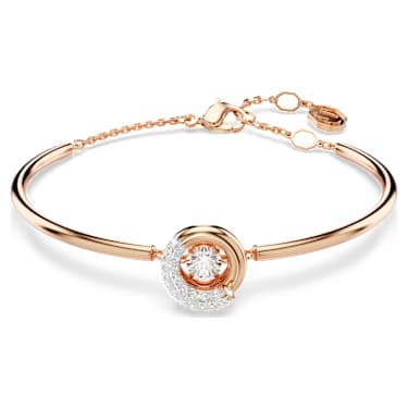 Dextera bangle, Round cut, White, 18K rose gold finish image 5
