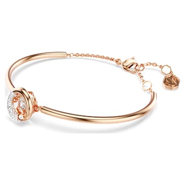 Dextera bangle, Round cut, White, 18K rose gold finish image 2