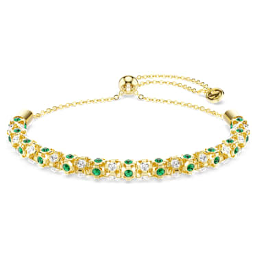 Dextera bracelet, Round cut, Green, 18K gold finish image 5