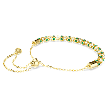 Dextera bracelet, Round cut, Green, 18K gold finish image 4