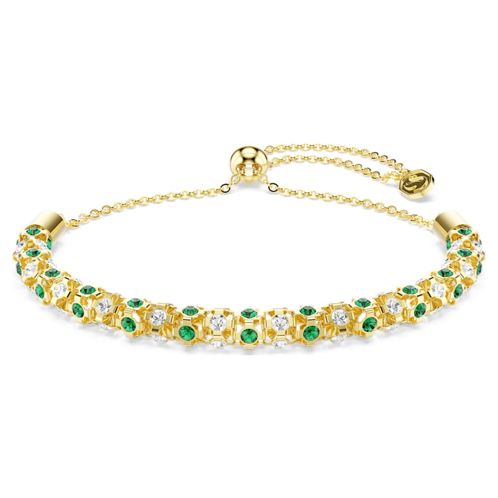 Dextera bracelet, Round cut, Green, 18K gold finish image 1