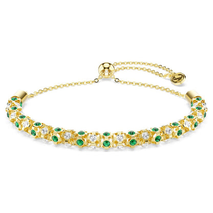 Dextera bracelet, Round cut, Green, 18K gold finish image 1