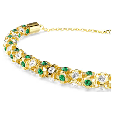 Dextera bracelet, Round cut, Green, 18K gold finish image 2