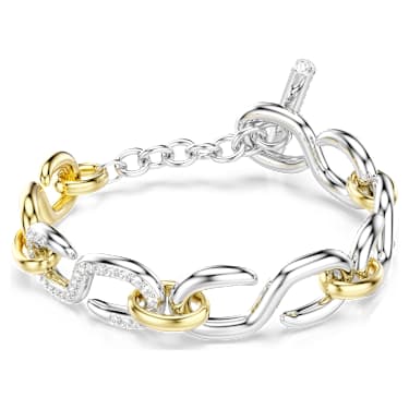 Dextera bracelet, Round cut, T-bar, White, Mixed metal finish image 4