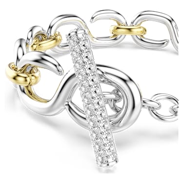 Dextera bracelet, Round cut, T-bar, White, Mixed metal finish image 2