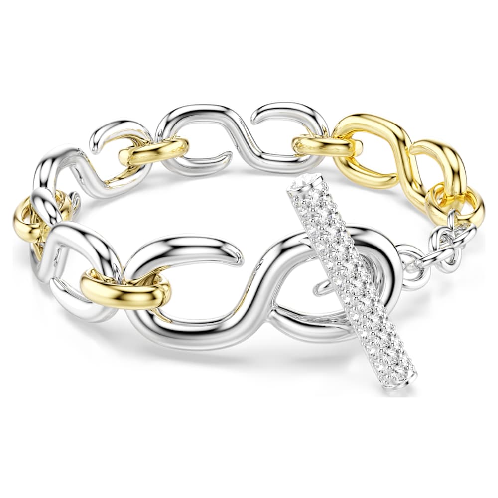 Dextera bracelet, Round cut, T-bar, White, Mixed metal finish image 1